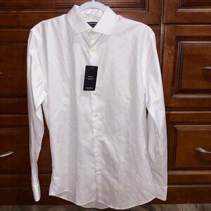 NWT Nordstrom Non-Iron Trim Fit Dress Shirt Men's 15 34/35 White
